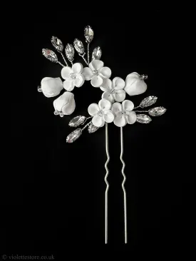 White Flower Hair Pins