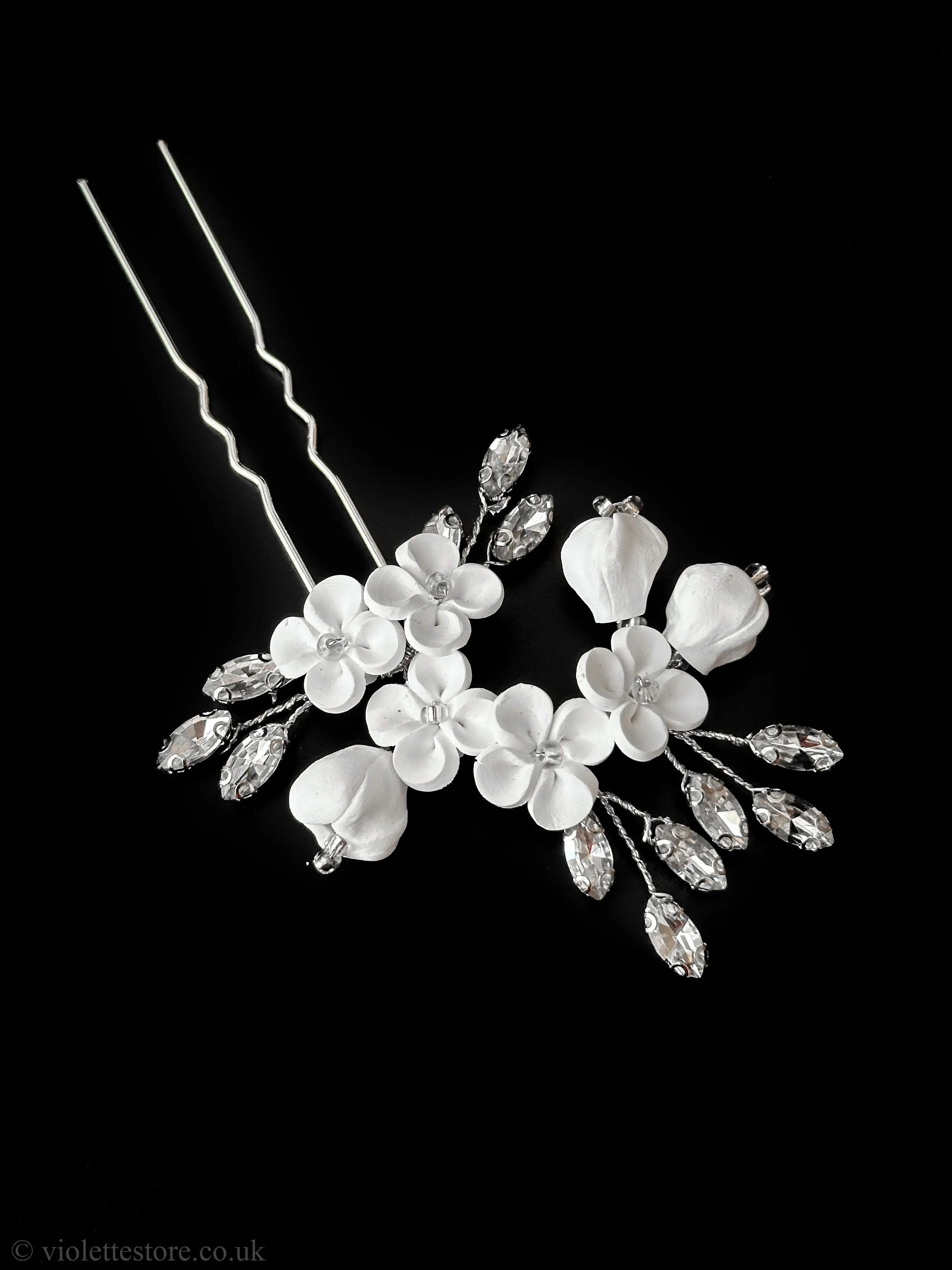 White Flower Hair Pins