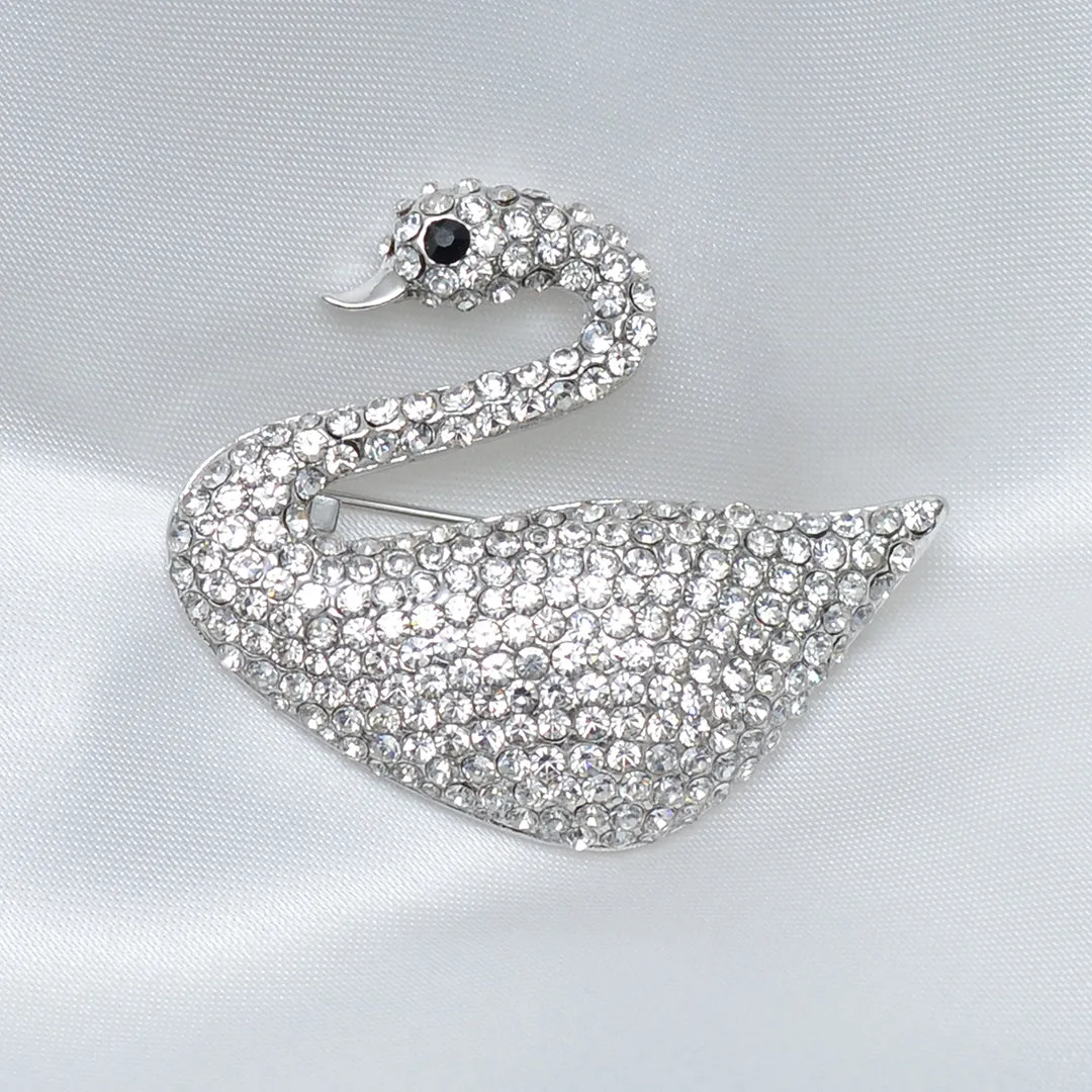 White Swan Stone Studded Brooch