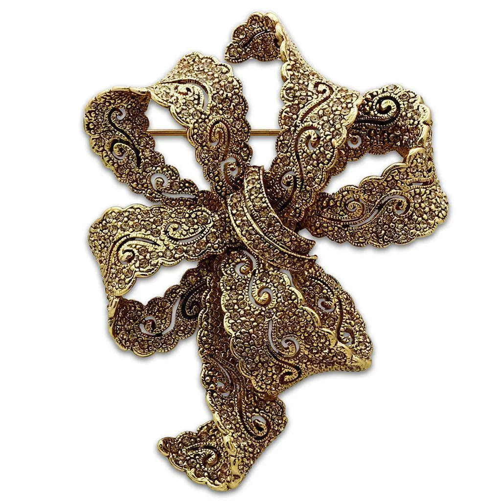 Women's Brooches - LO2403 - Gold White Metal Brooches with