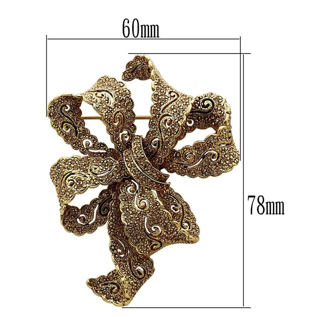 Women's Brooches - LO2403 - Gold White Metal Brooches with