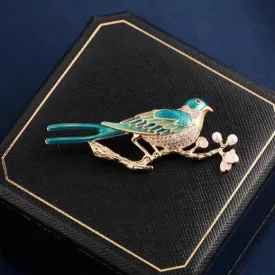 XSB103 - Green Bird Saree Brooch