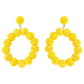 Yellow Cord Wrap Hoop Earrings