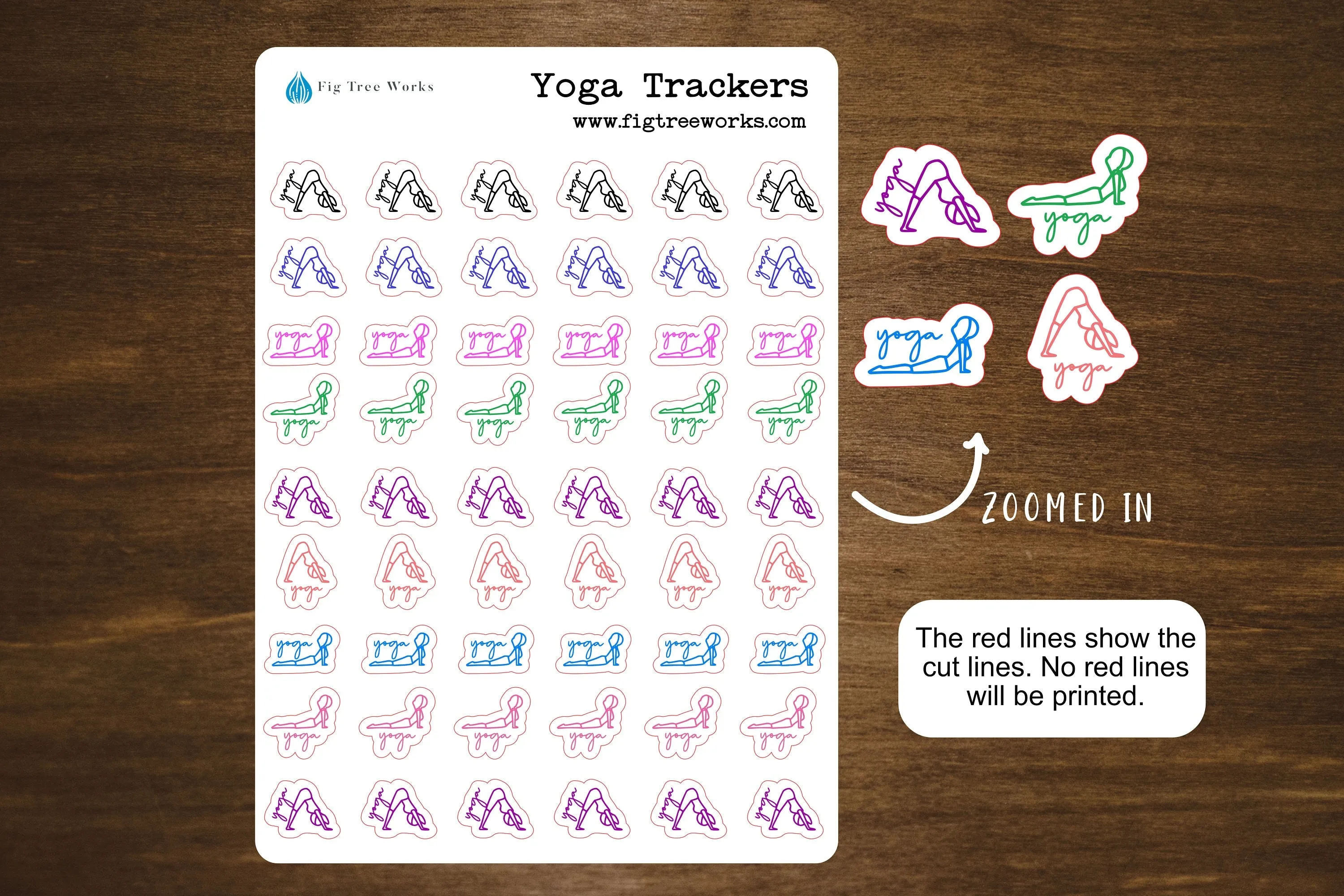 Yoga Planner Stickers  | Yoga Tracker Sheet, Kiss Cut, Matte Finish